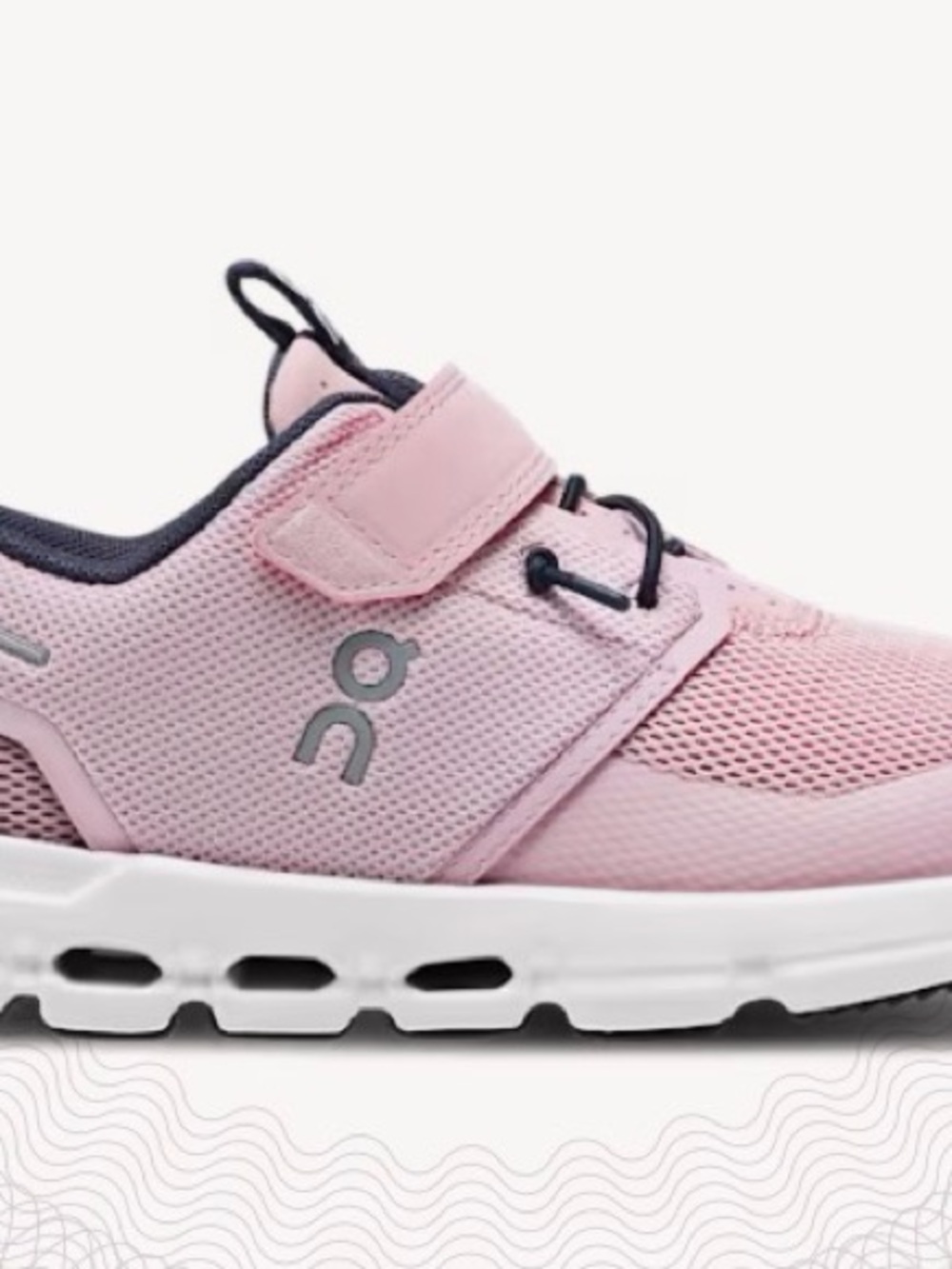 On Cloud Play Kids Light Pink Mesh Velcro Sneaker